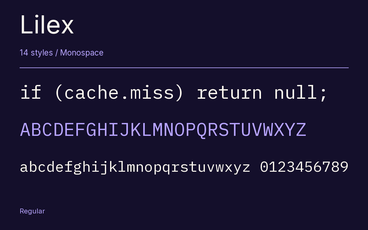 Lilex type specimen with letters and figures