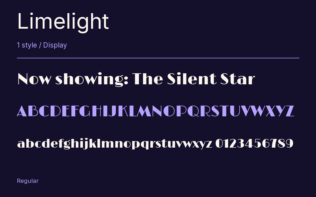 Limelight type specimen with letters and figures
