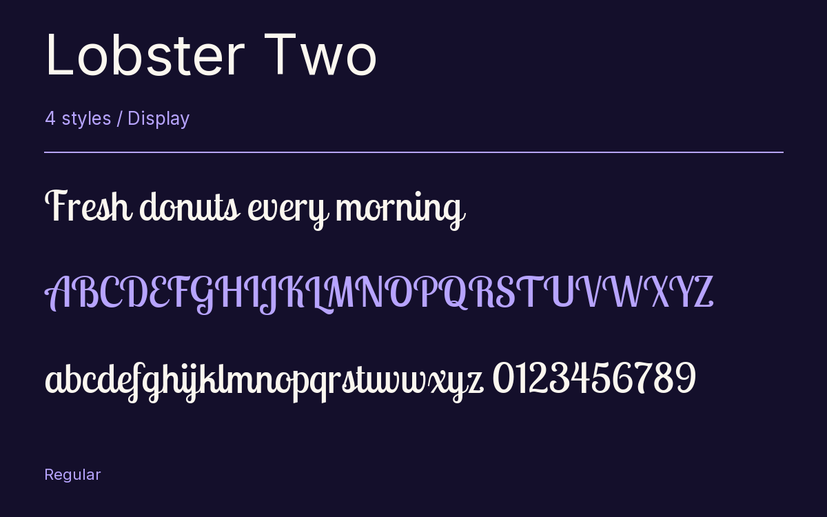 Lobster Two type specimen with letters and figures