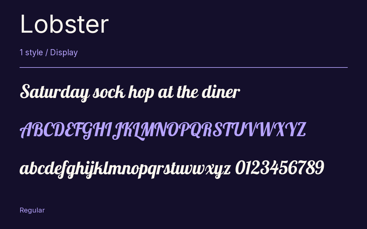 Lobster type specimen with letters and figures