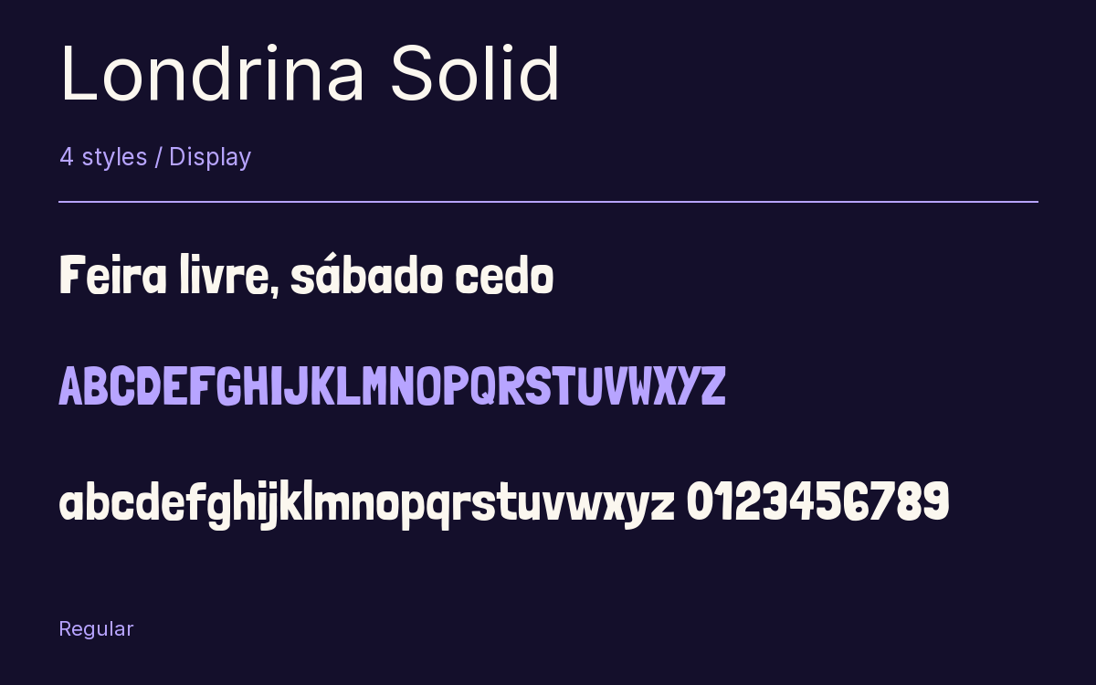 Londrina Solid type specimen with letters and figures