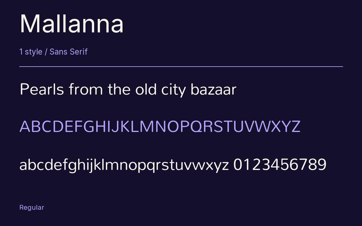Mallanna type specimen with letters and figures
