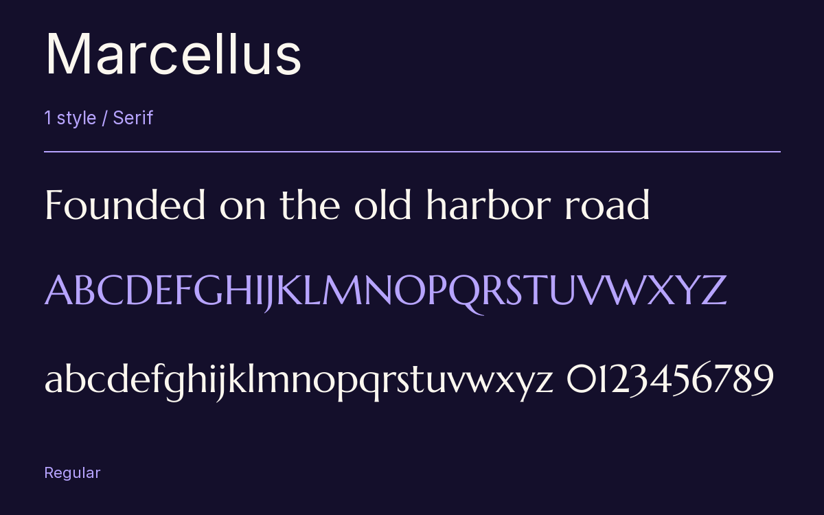 Marcellus type specimen with letters and figures