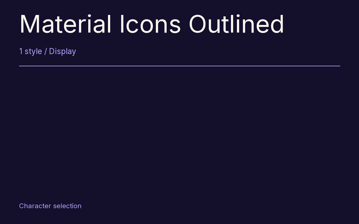 Material Icons Outlined type specimen with letters and figures