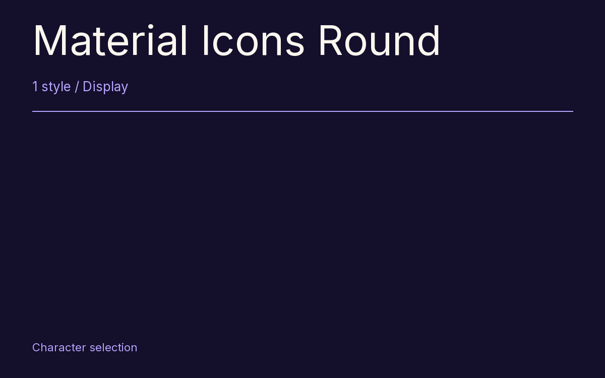 Material Icons Round type specimen with letters and figures