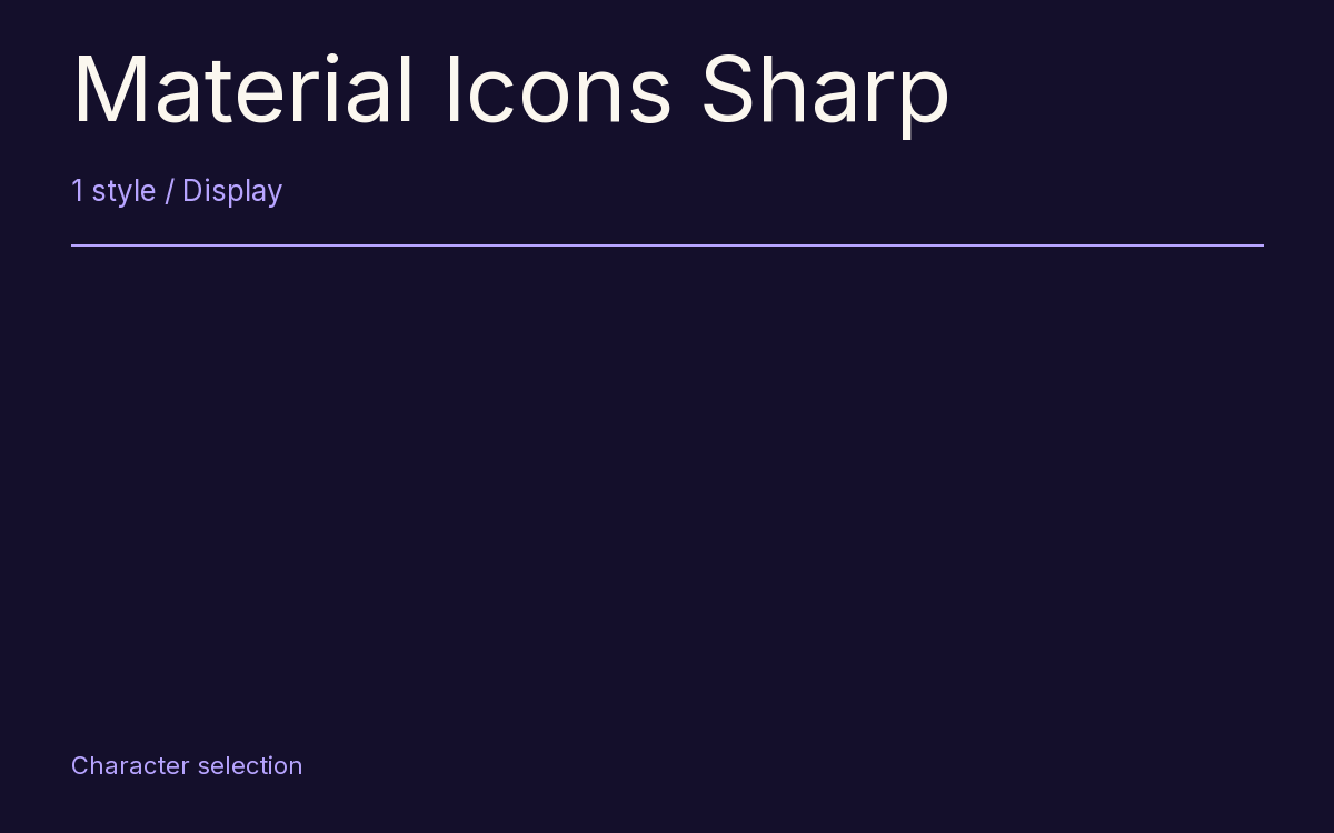 Material Icons Sharp type specimen with letters and figures