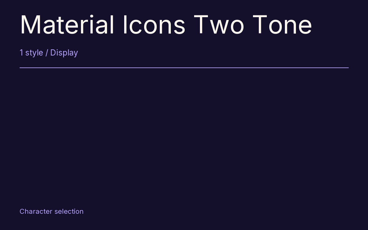 Material Icons Two Tone type specimen with letters and figures