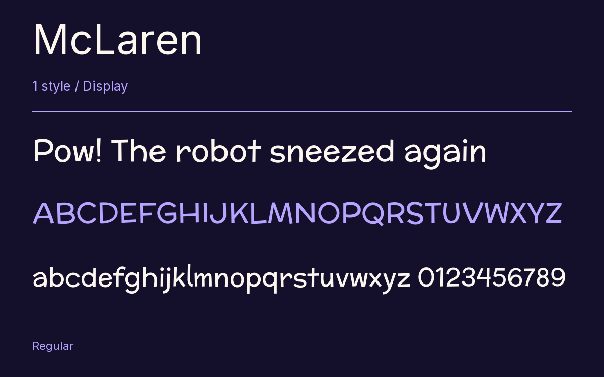 McLaren type specimen with letters and figures