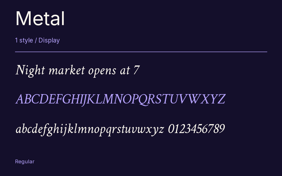 Metal type specimen with letters and figures