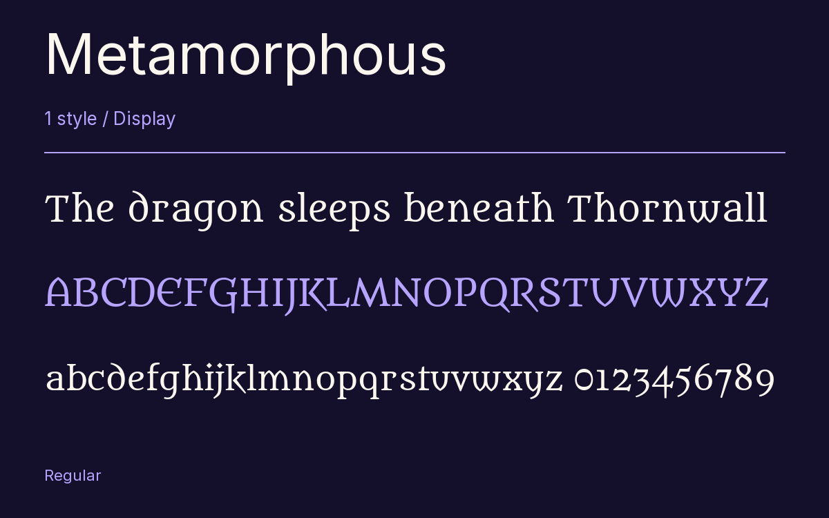 Metamorphous type specimen with letters and figures