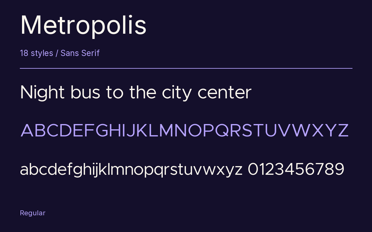 Metropolis type specimen with letters and figures