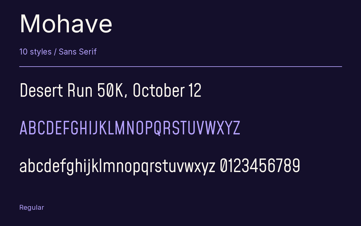 Mohave type specimen with letters and figures