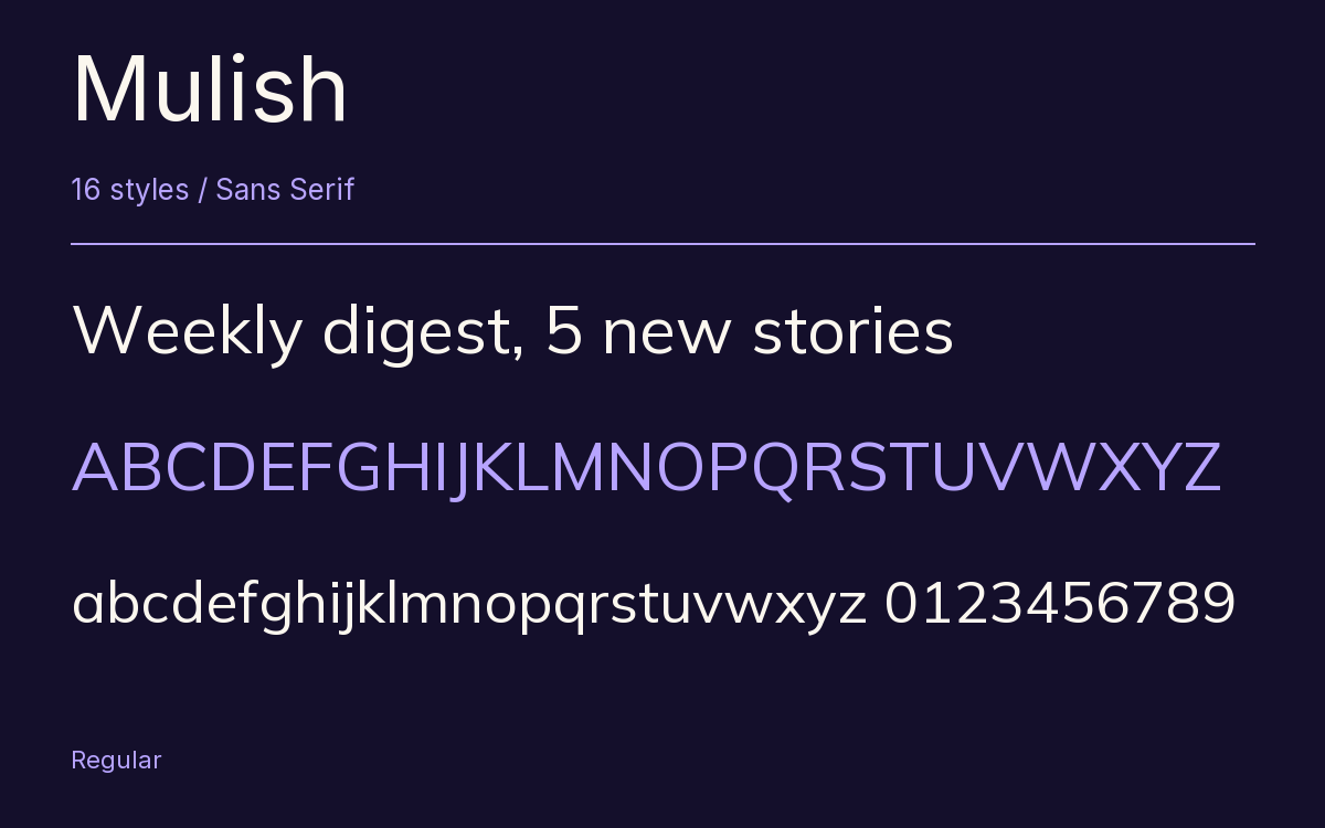 Mulish type specimen with letters and figures
