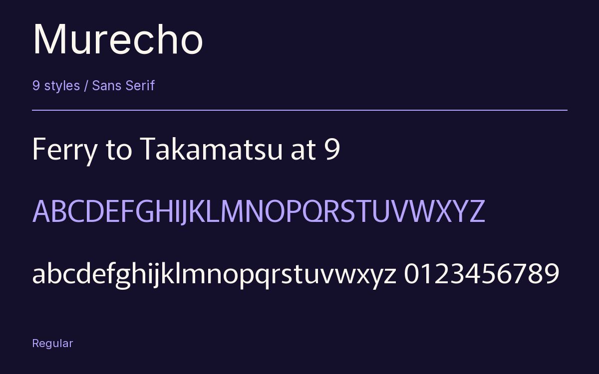 Murecho type specimen with letters and figures