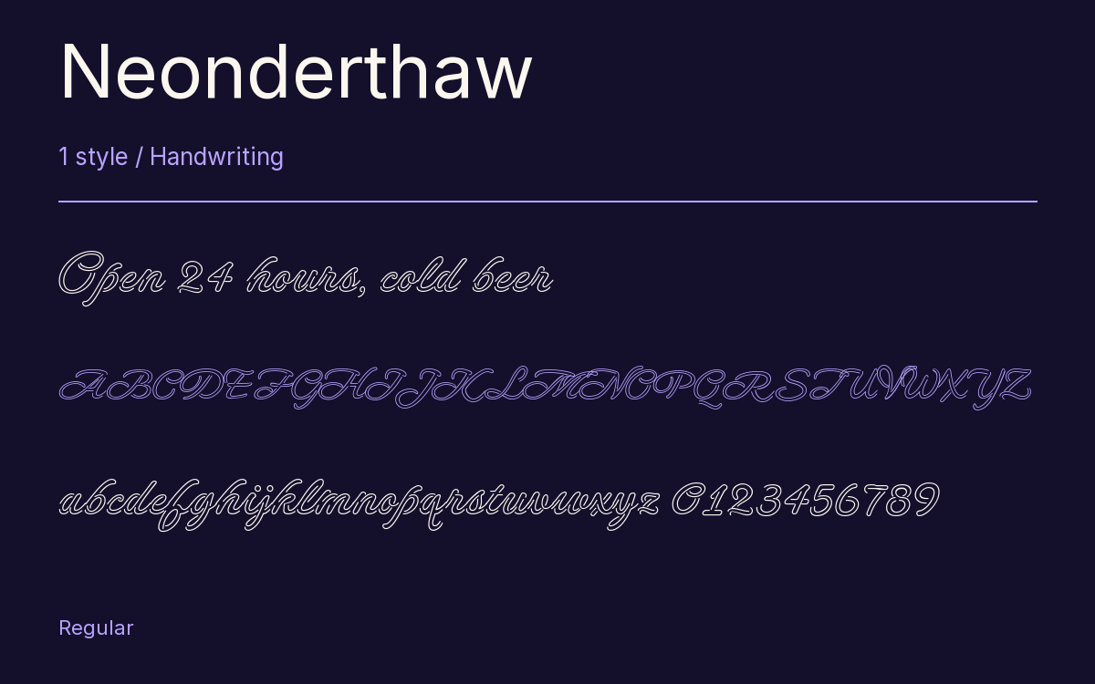Neonderthaw type specimen with letters and figures