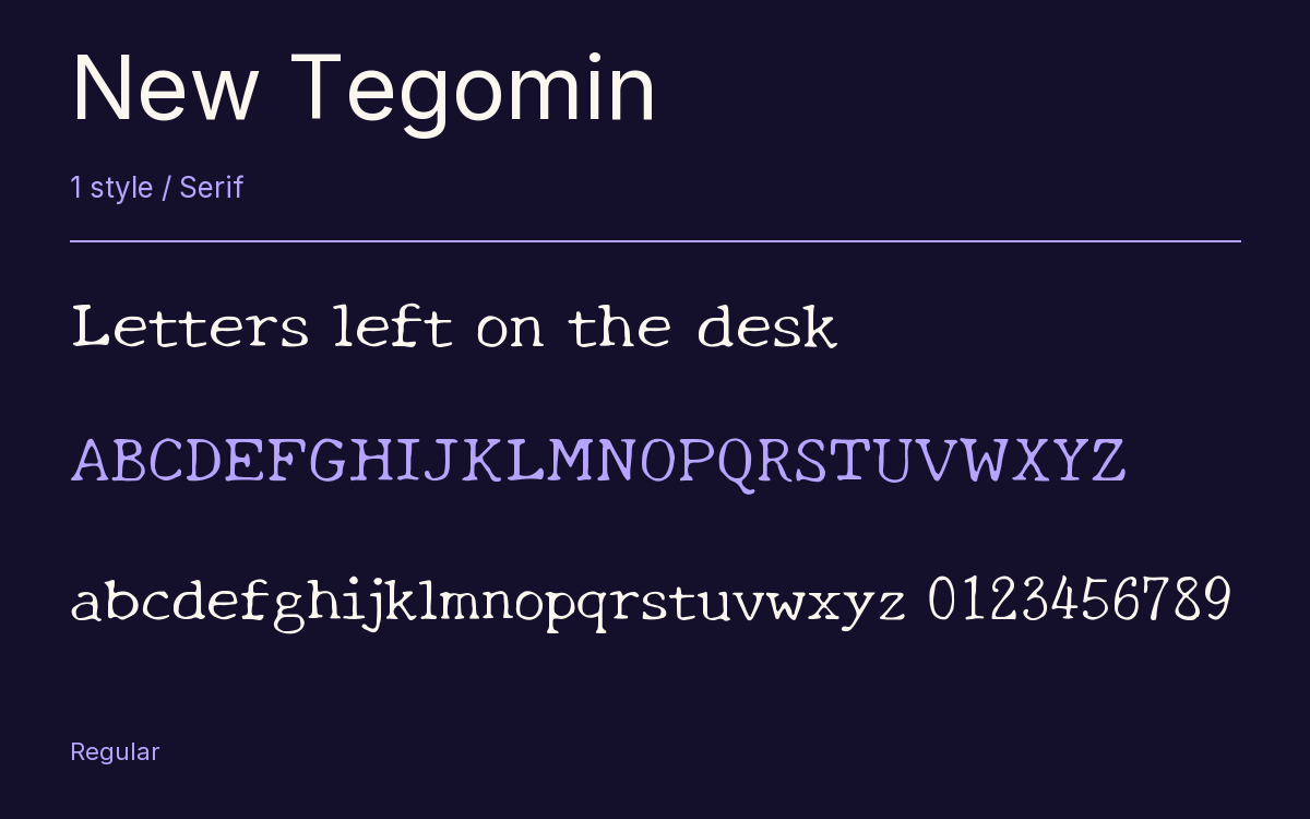 New Tegomin type specimen with letters and figures