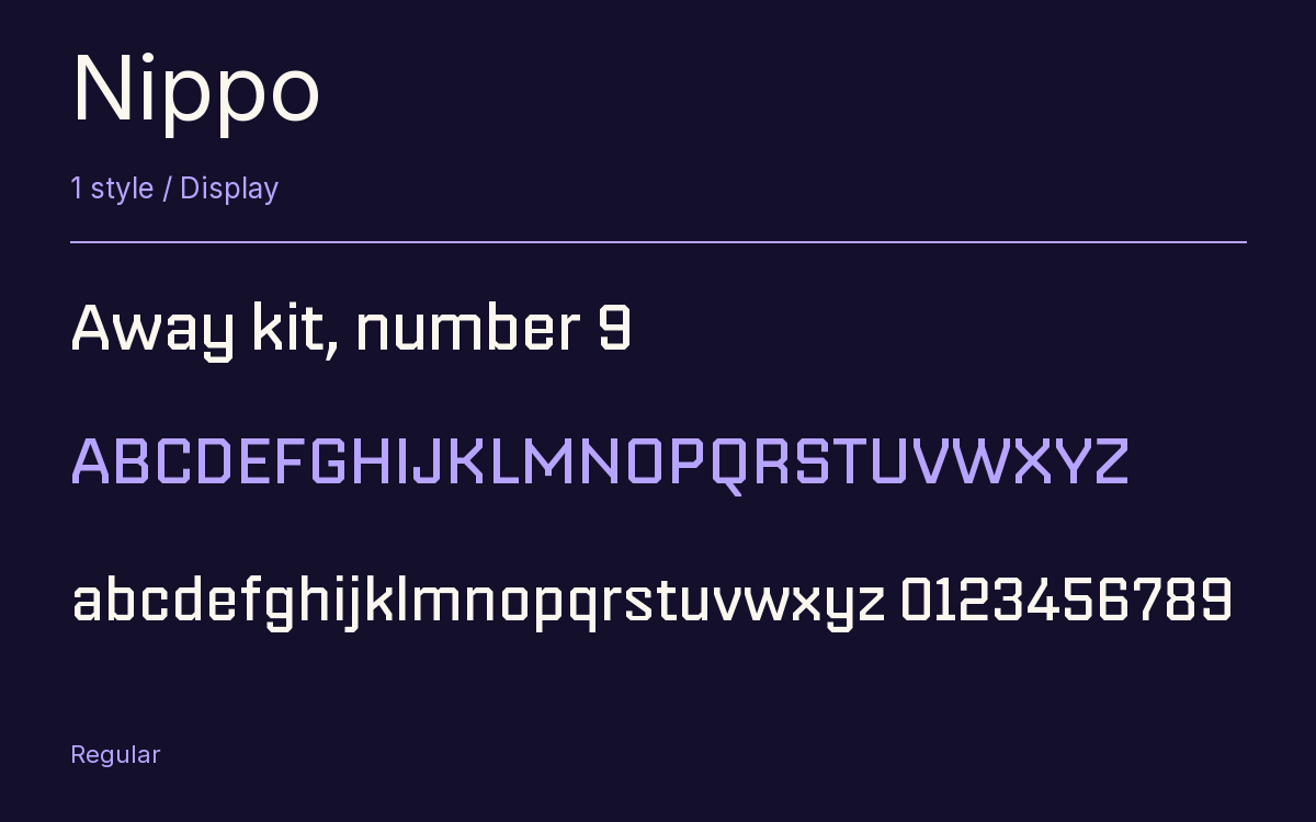 Nippo type specimen with letters and figures