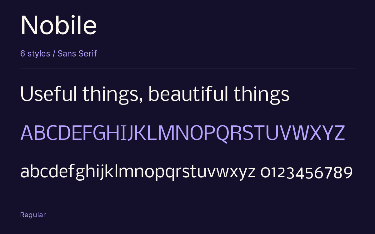 Nobile type specimen with letters and figures