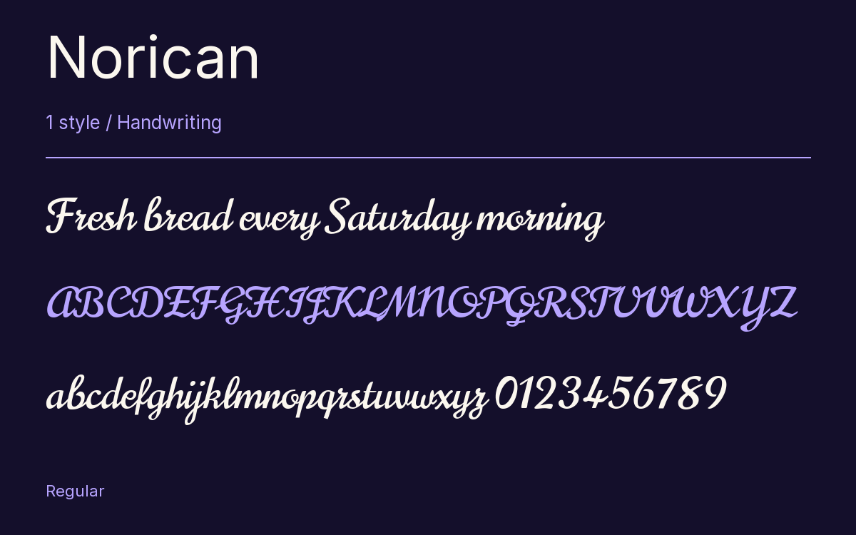 Norican type specimen with letters and figures