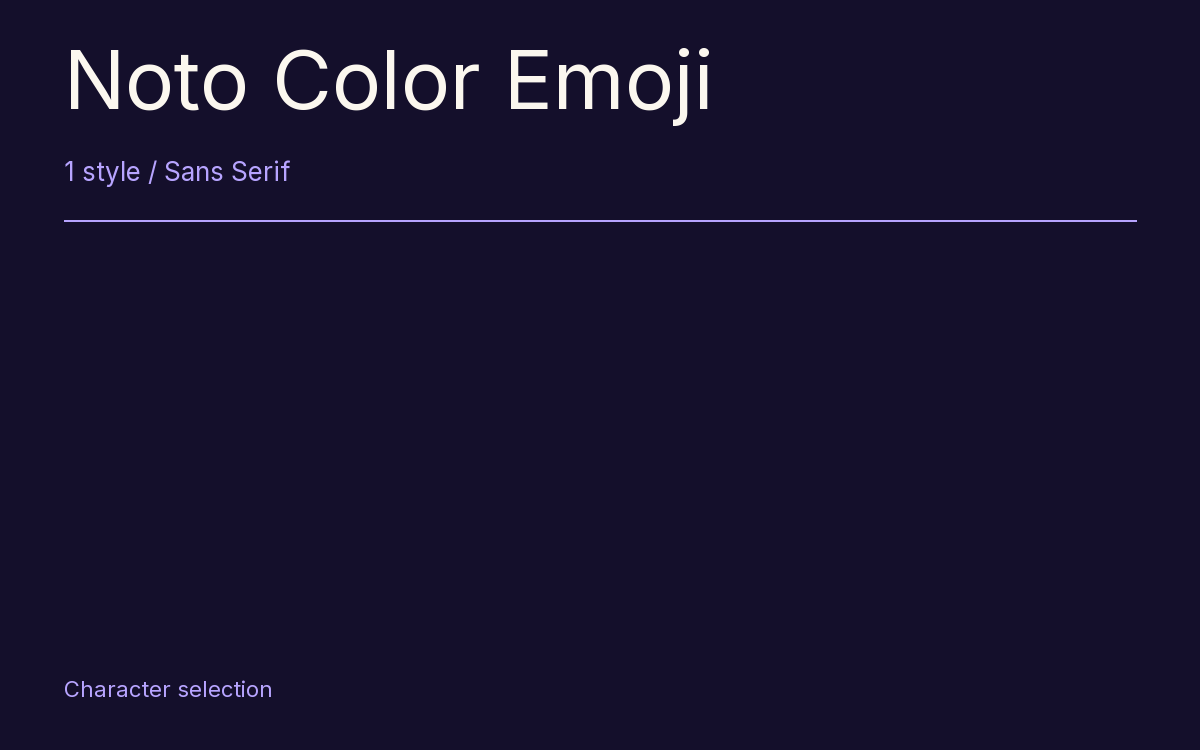 Noto Color Emoji type specimen with letters and figures