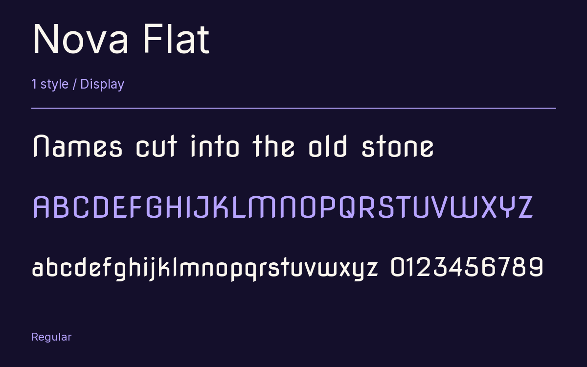 Nova Flat type specimen with letters and figures