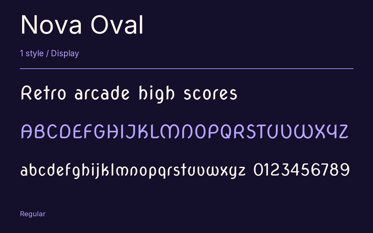 Nova Oval type specimen with letters and figures