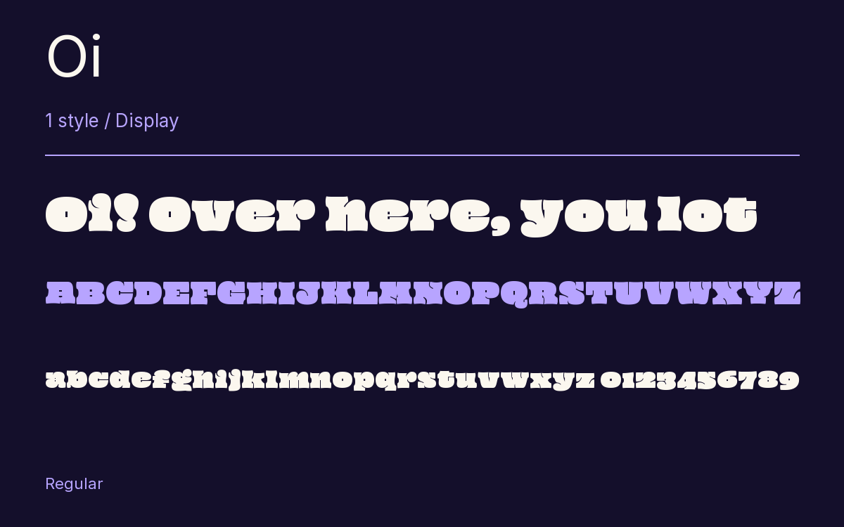 Oi type specimen with letters and figures