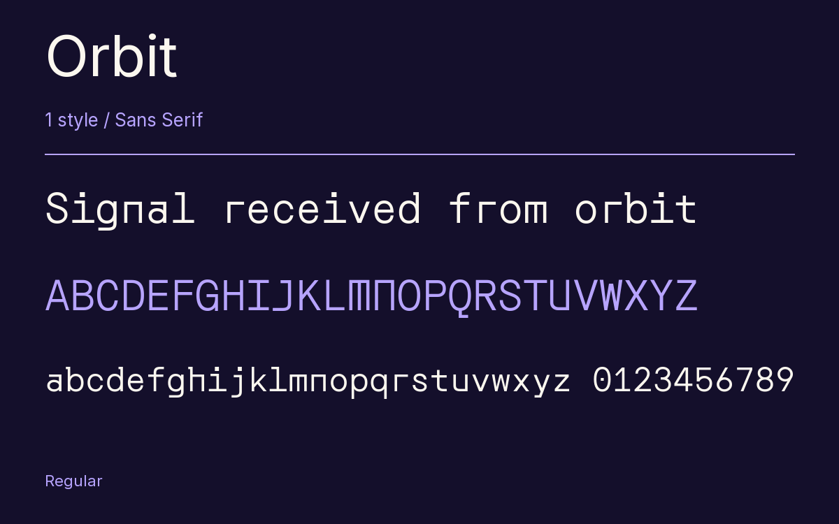 Orbit type specimen with letters and figures