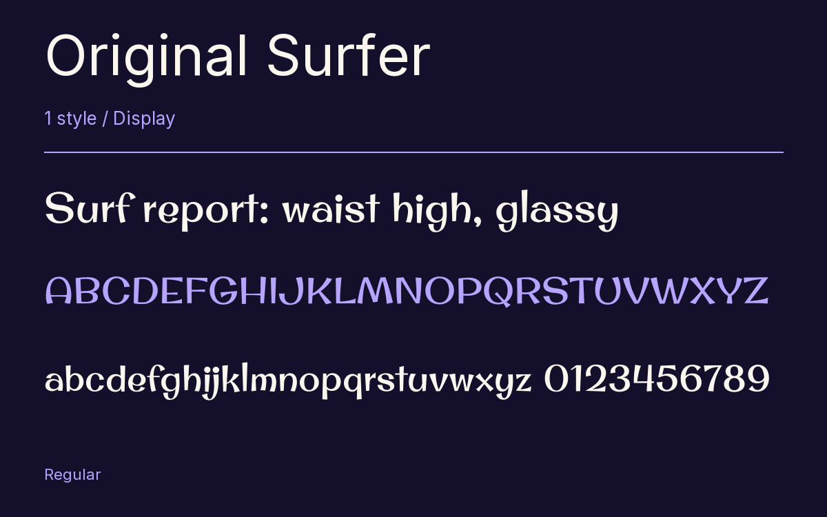 Original Surfer type specimen with letters and figures