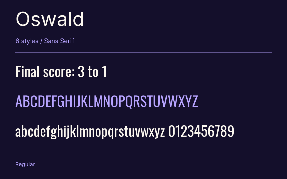 Oswald type specimen with letters and figures