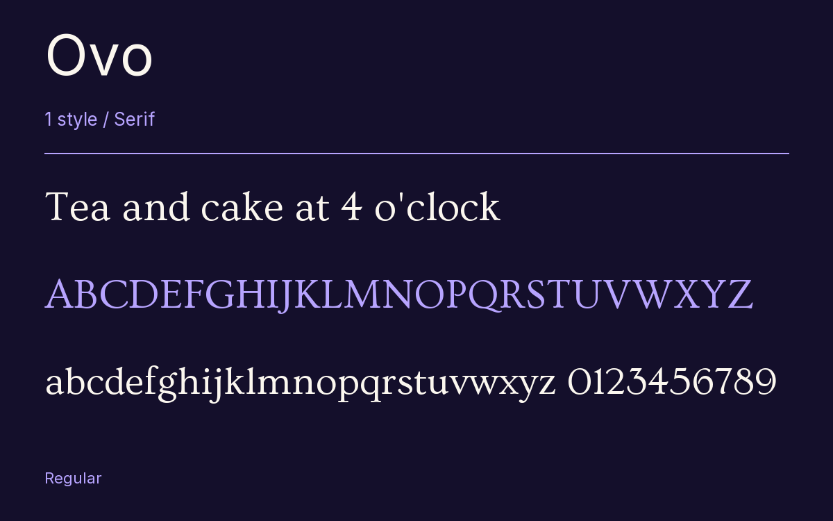 Ovo type specimen with letters and figures