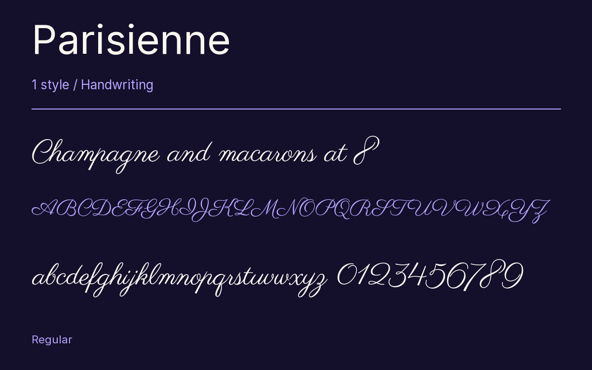 Parisienne type specimen with letters and figures