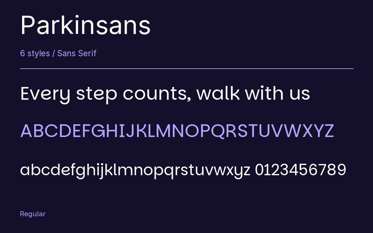 Parkinsans type specimen with letters and figures