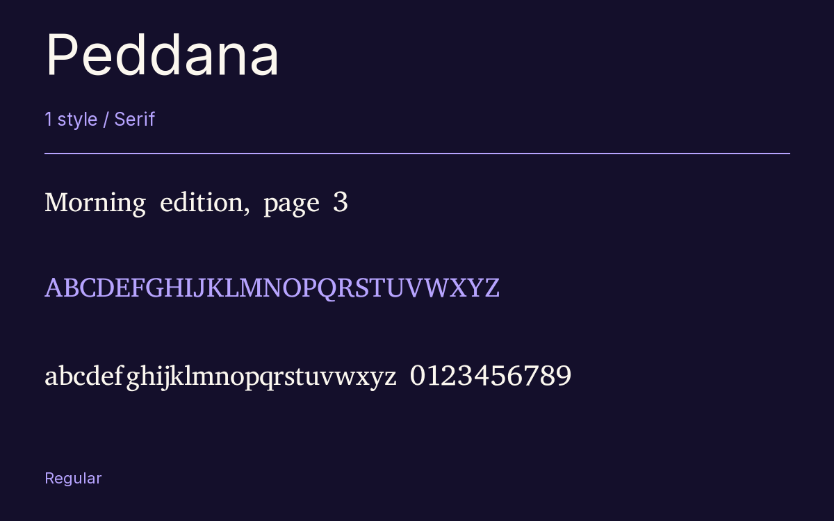 Peddana type specimen with letters and figures