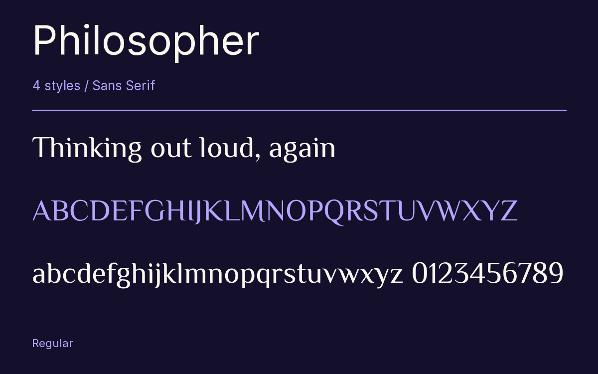 Philosopher type specimen with letters and figures