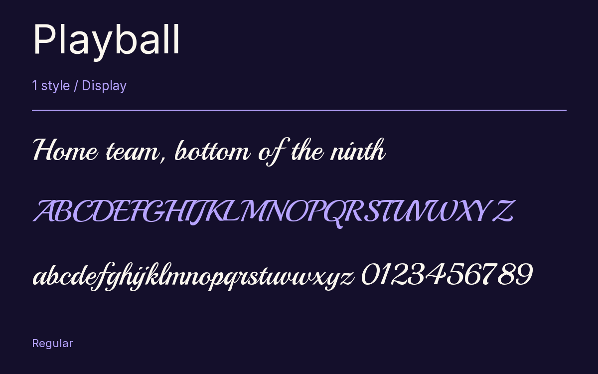 Playball type specimen with letters and figures