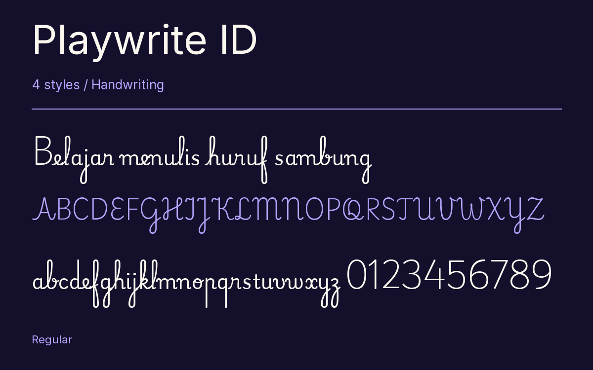 Playwrite ID type specimen with letters and figures