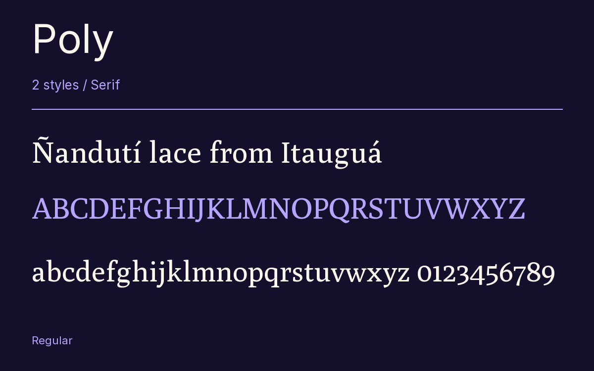 Poly type specimen with letters and figures