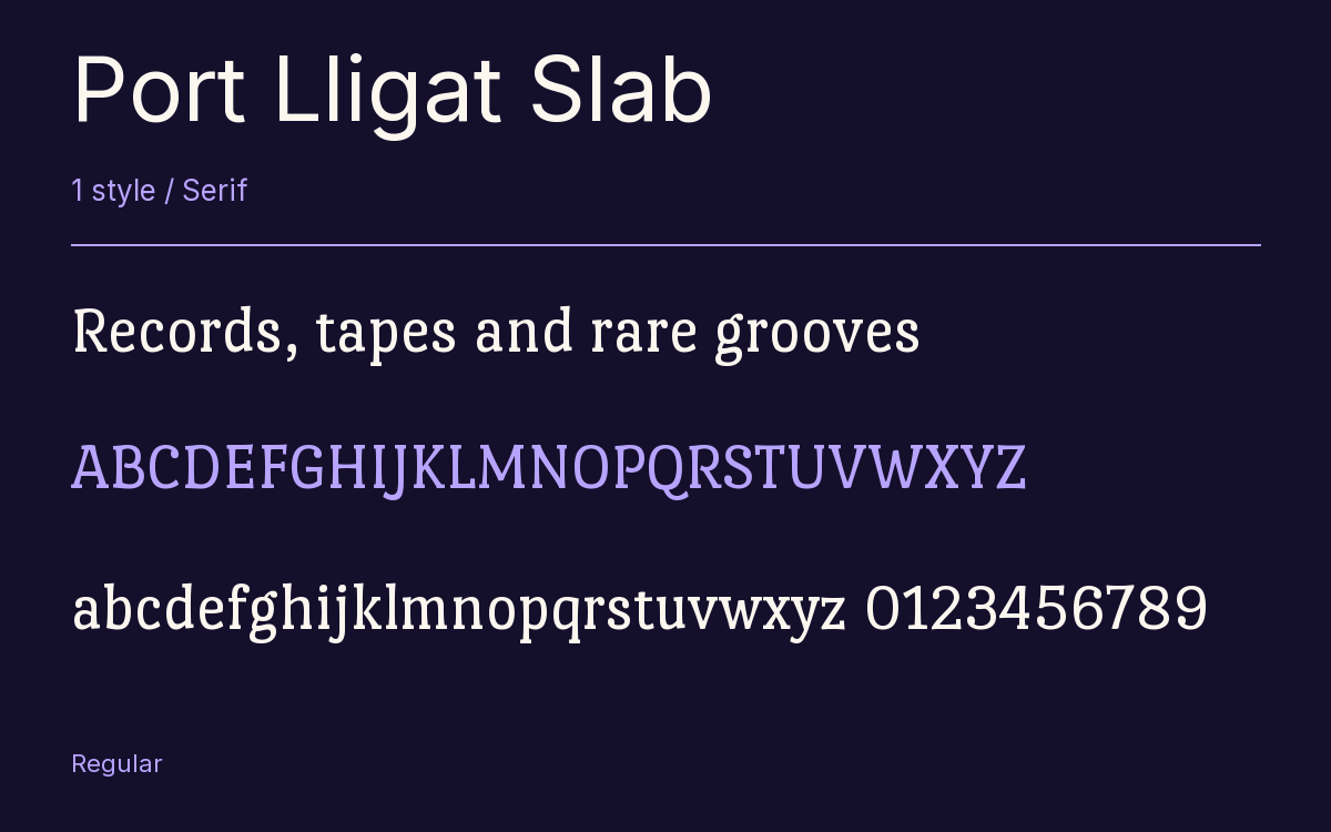Port Lligat Slab type specimen with letters and figures