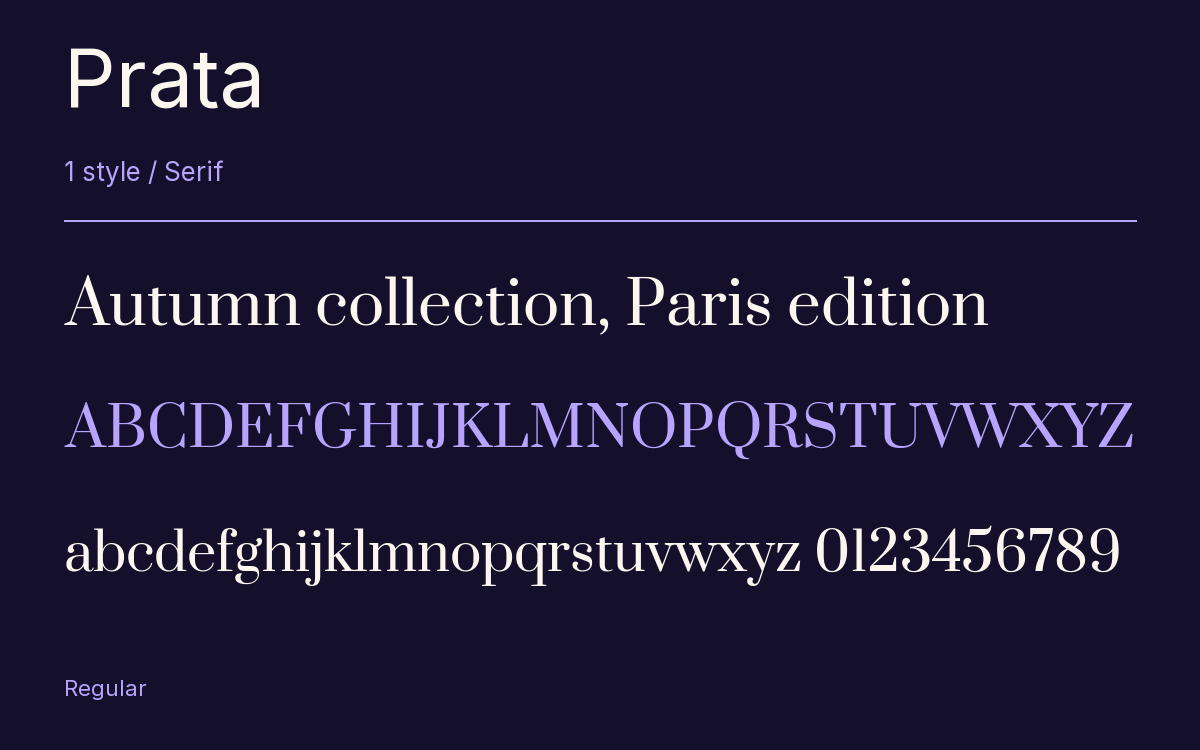 Prata type specimen with letters and figures