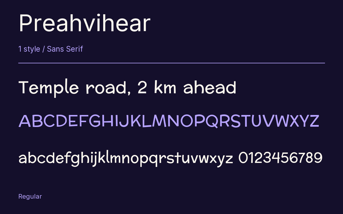 Preahvihear type specimen with letters and figures