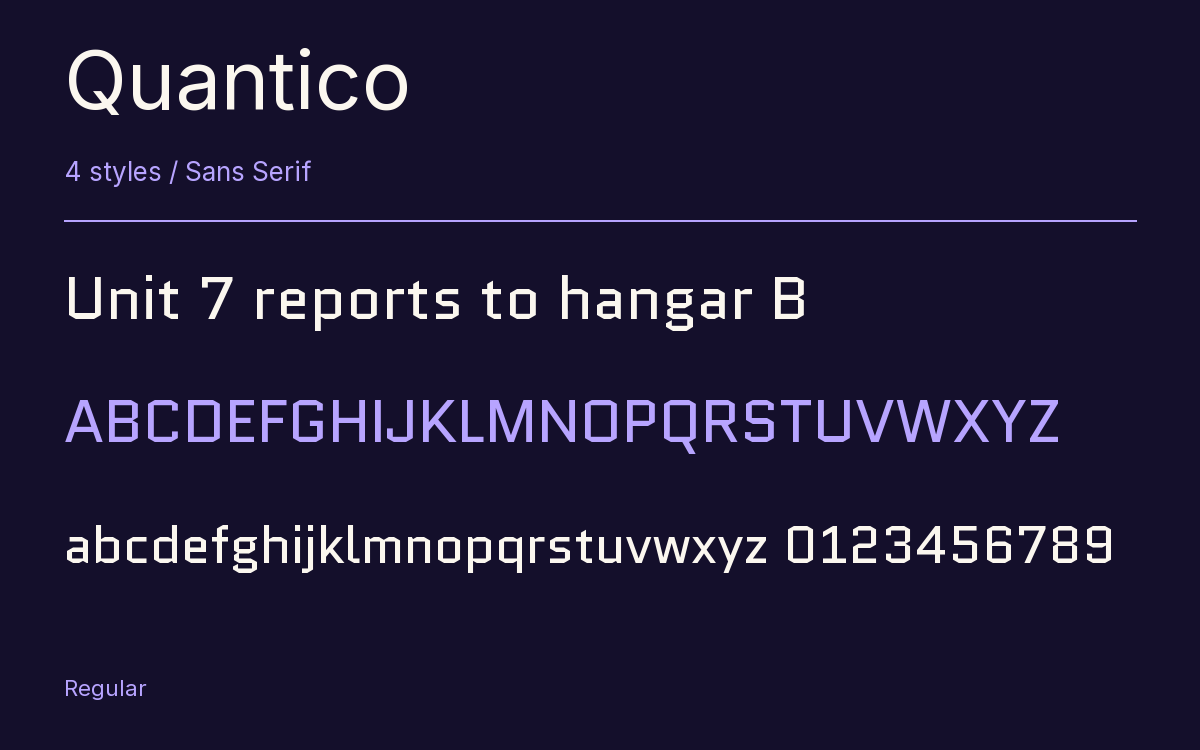 Quantico type specimen with letters and figures