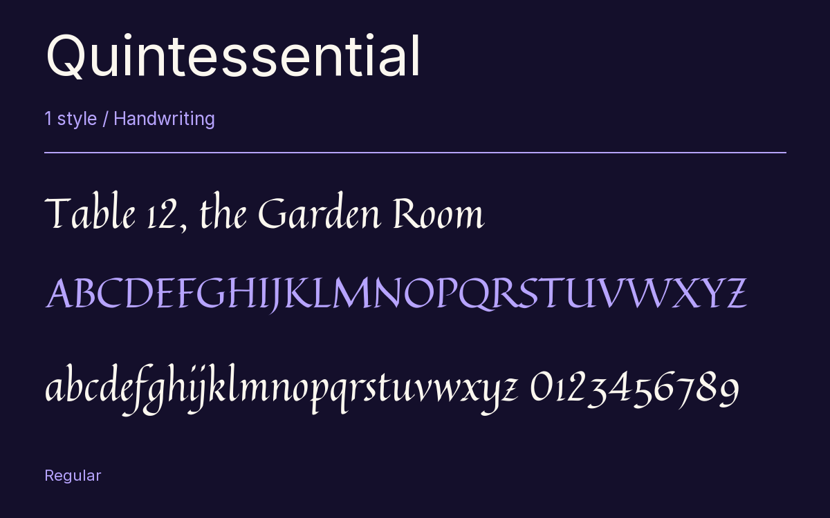 Quintessential type specimen with letters and figures