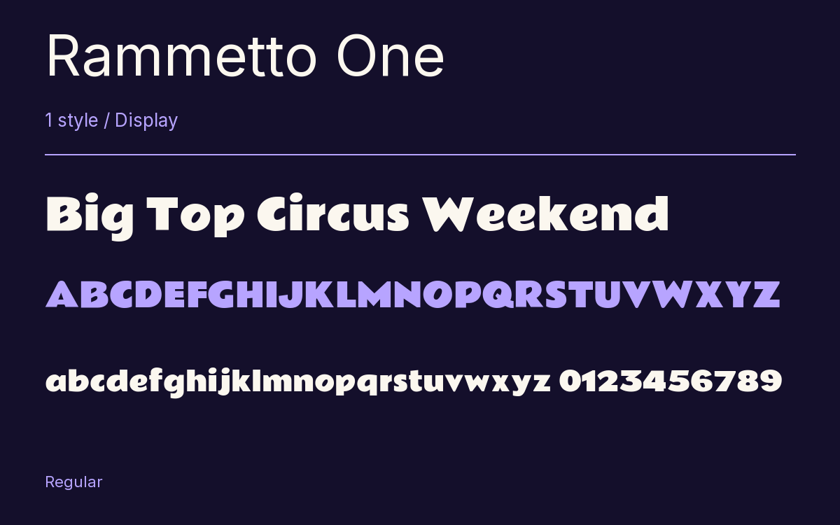 Rammetto One type specimen with letters and figures