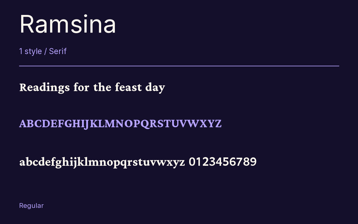 Ramsina type specimen with letters and figures