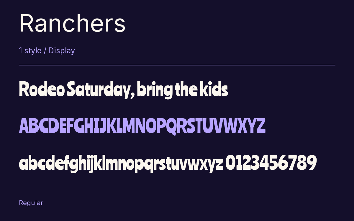 Ranchers type specimen with letters and figures