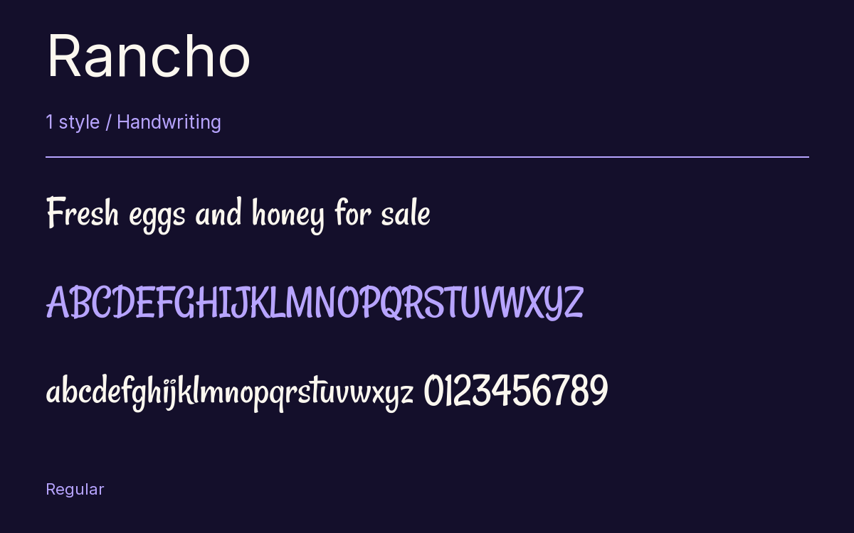 Rancho type specimen with letters and figures