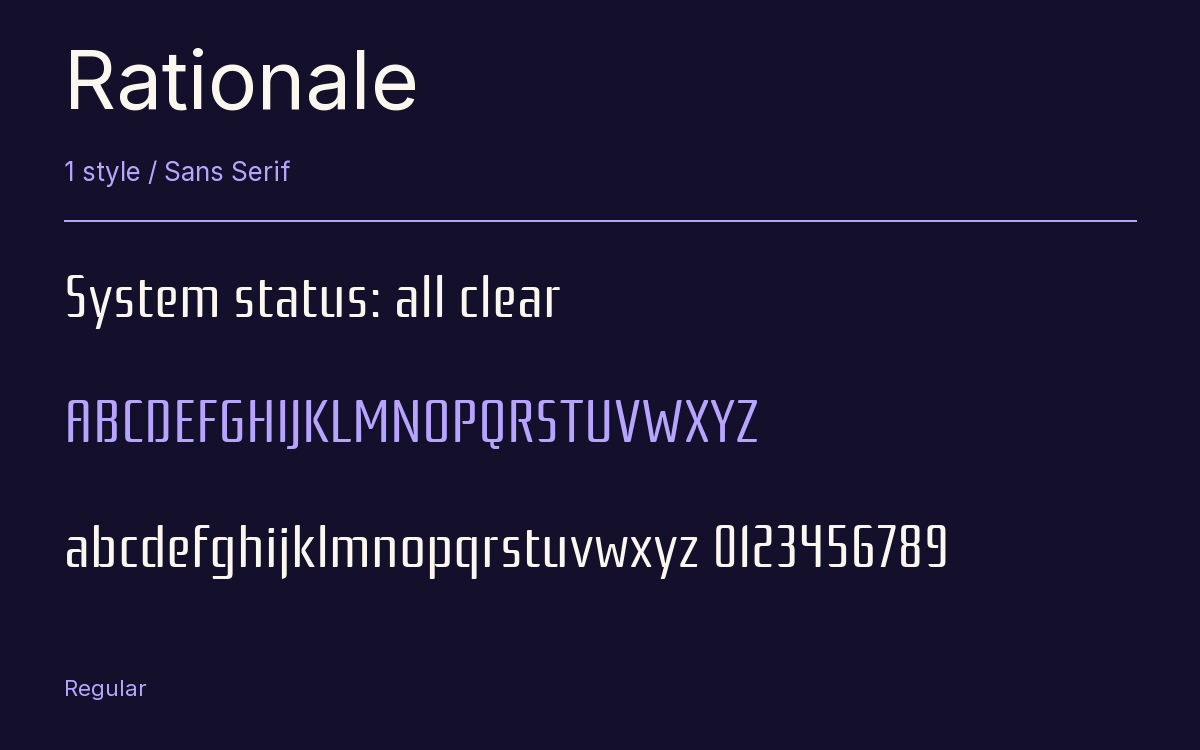 Rationale type specimen with letters and figures