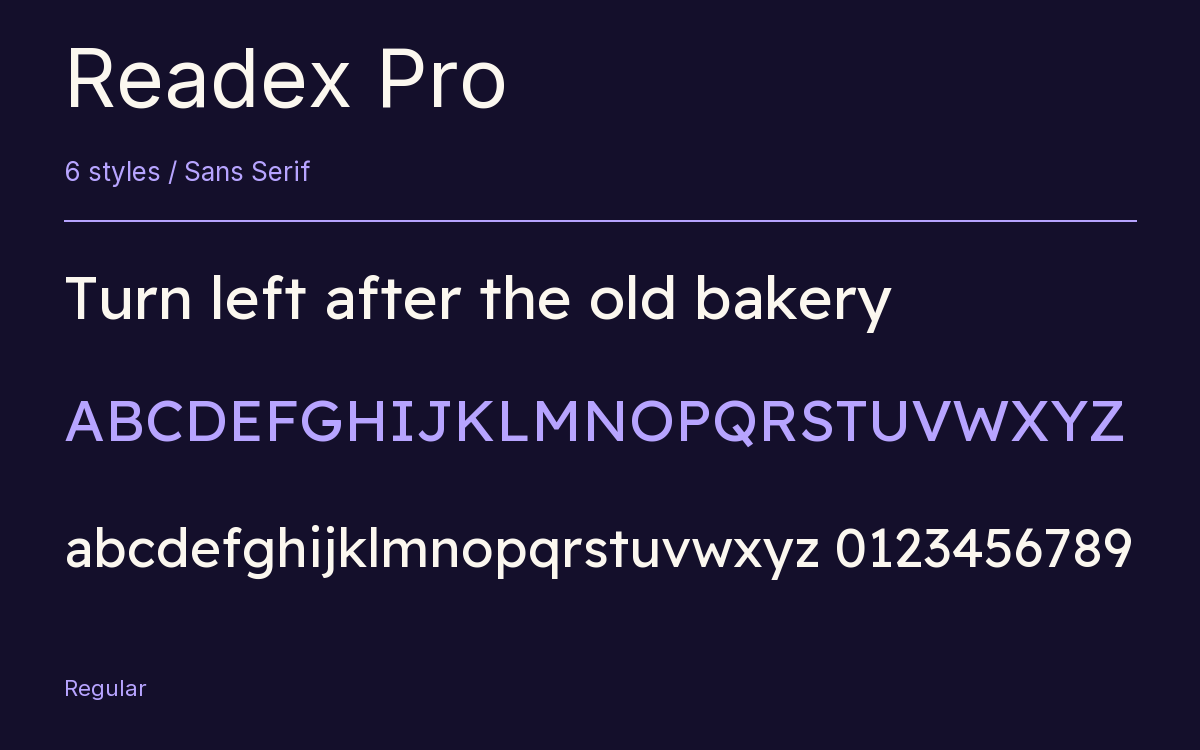 Readex Pro type specimen with letters and figures