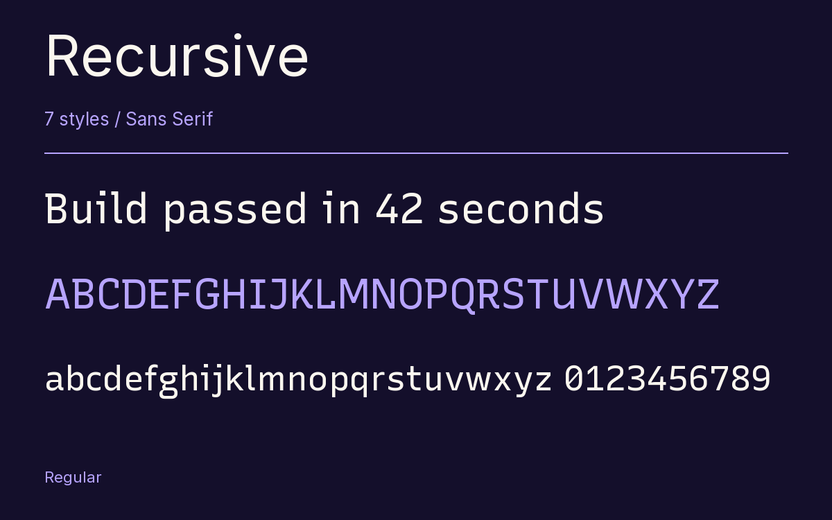 Recursive type specimen with letters and figures